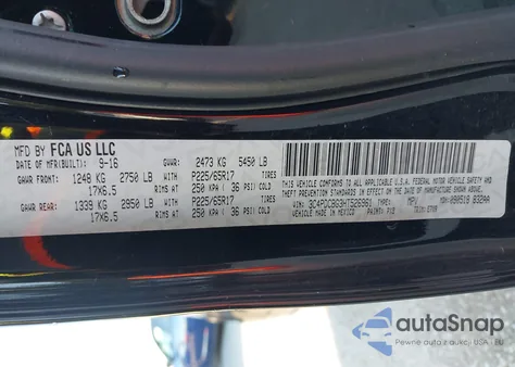 2017 Dodge Journey Sxt z USA, uszkodzony, nr VIN 3C4PDCBG3HT526961